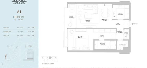 1 Bedroom Apartment, 93 m²