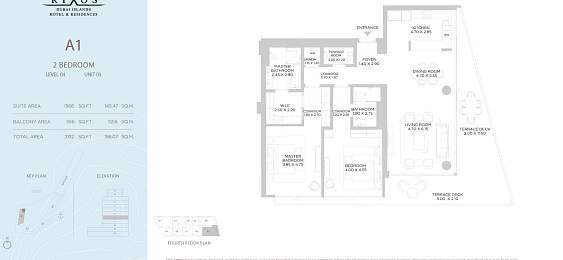 2 Bedrooms Apartment, 198 m²