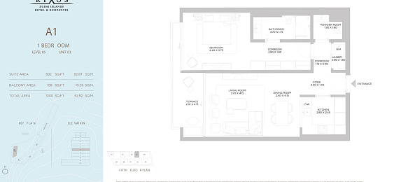 1 Bedroom Apartment, 93 m²